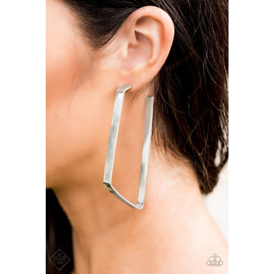 Paparazzi Earrings - Paparazzi Geo Jam - Silver Earrings Paparazzi jewelry images