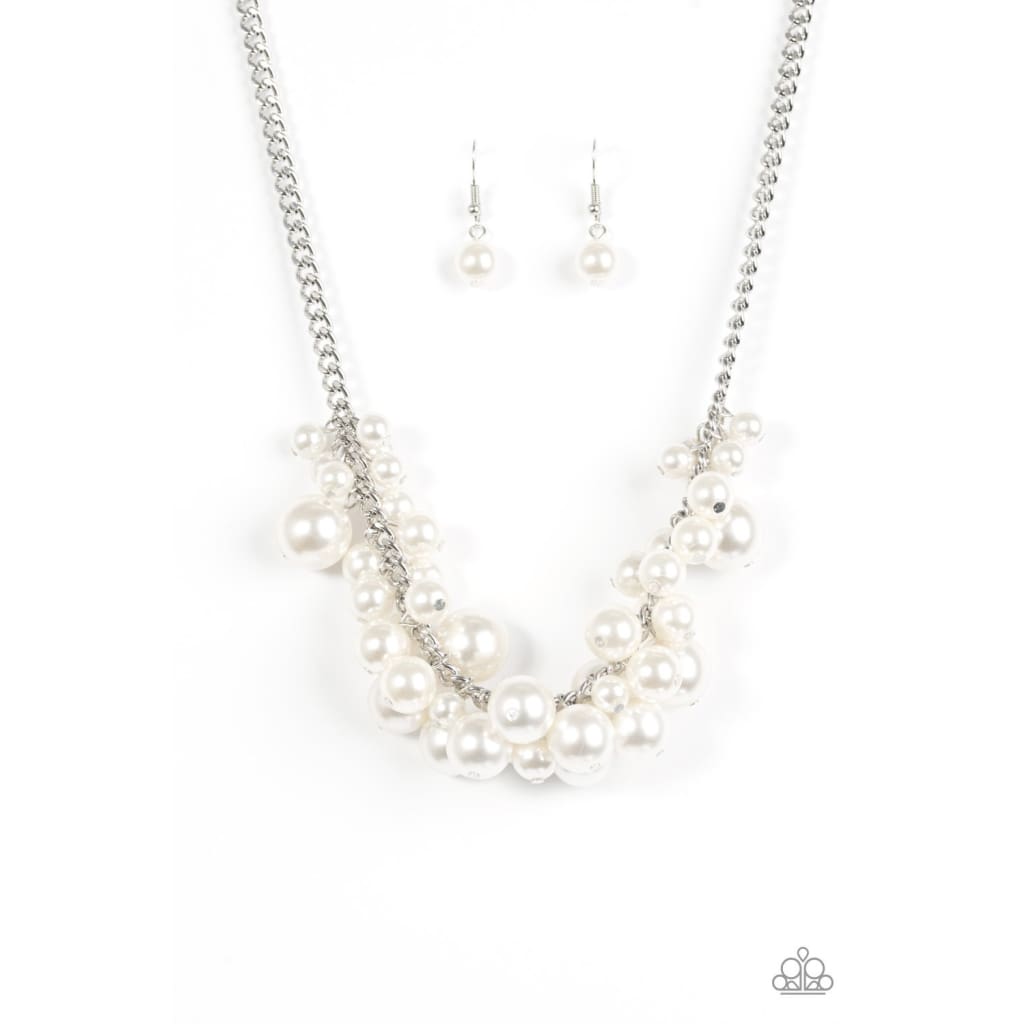 Paparazzi Glam Queen - White Pearl Necklace - A Finishing Touch 