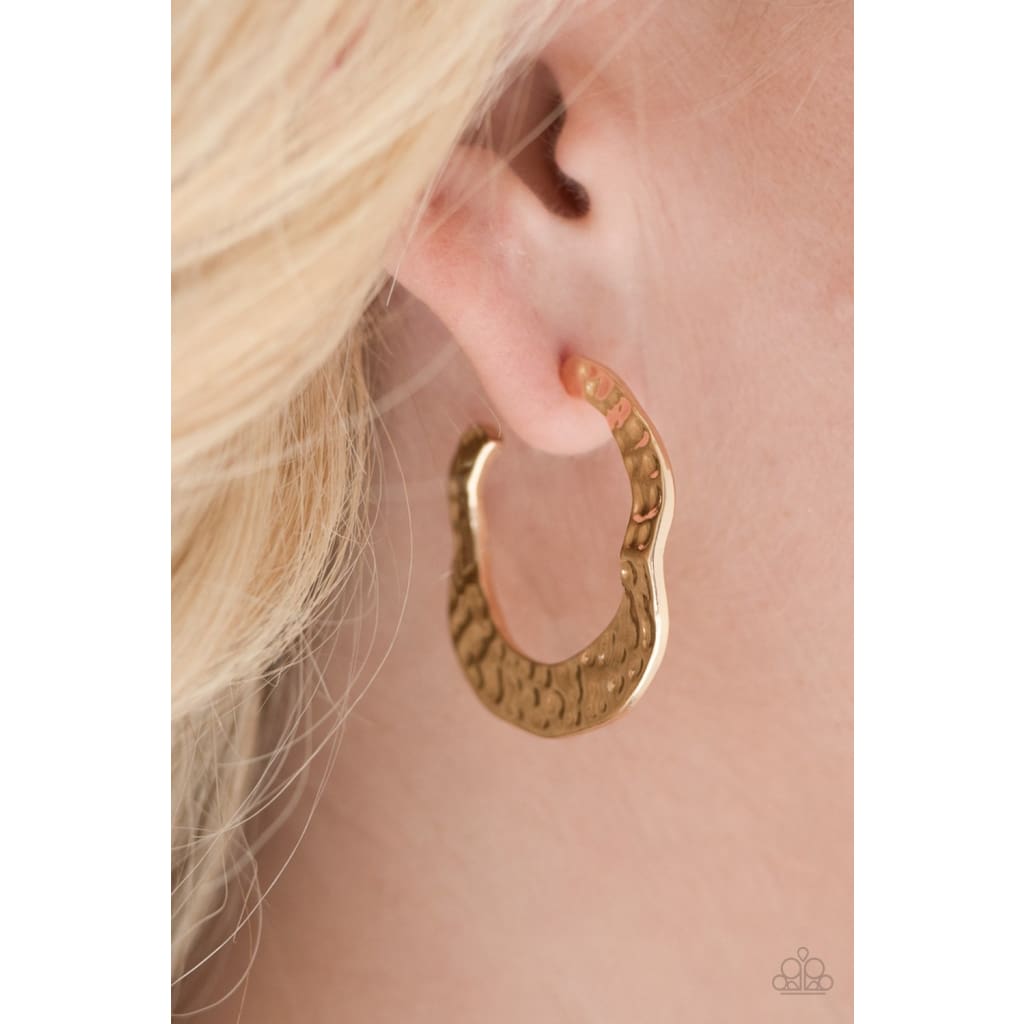 Paparazzi Gypsy Grandeur - Gold Earring - Paparazzi Accessories Jewelry