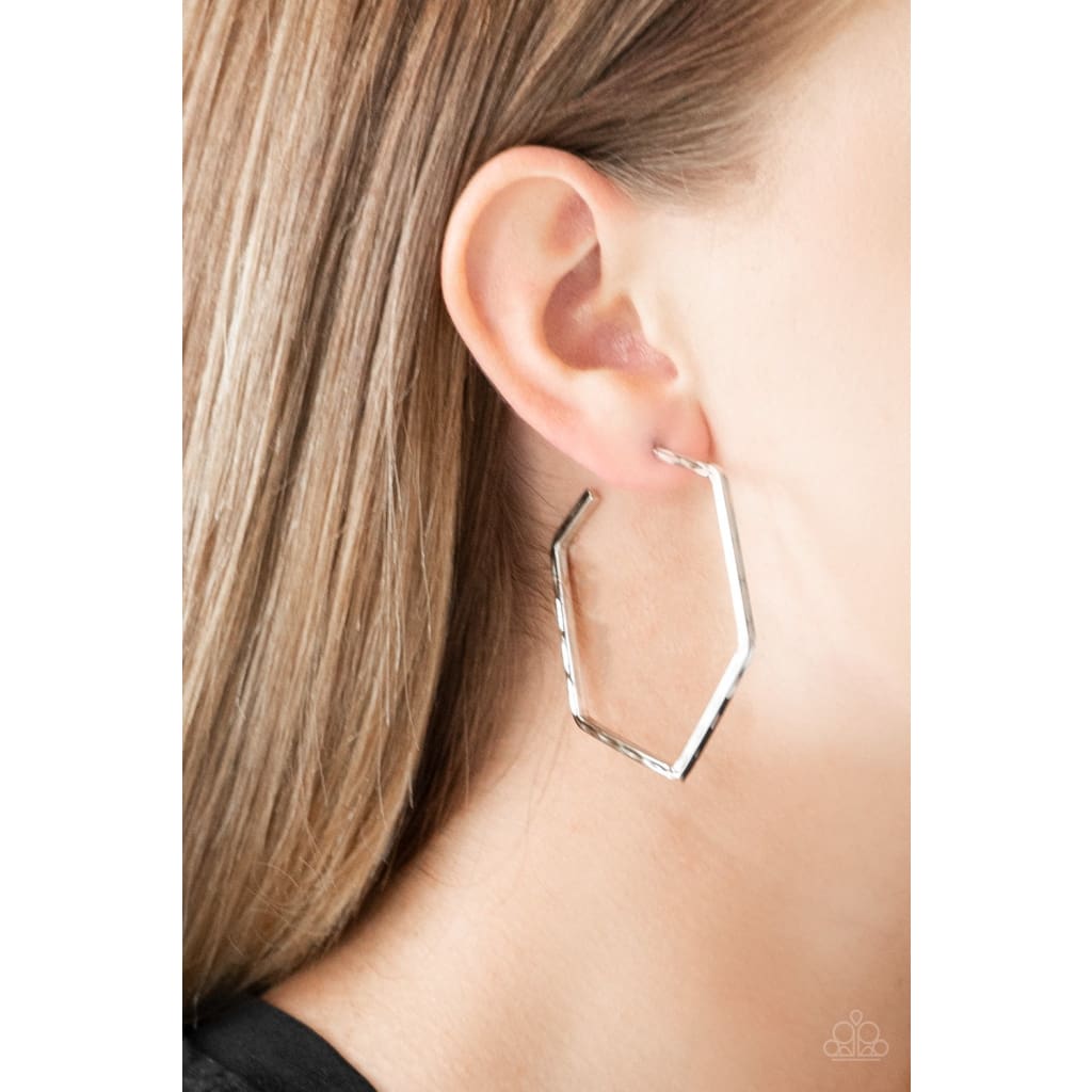 Paparazzi Metro Metric - Silver Earrings - A Finishing Touch 