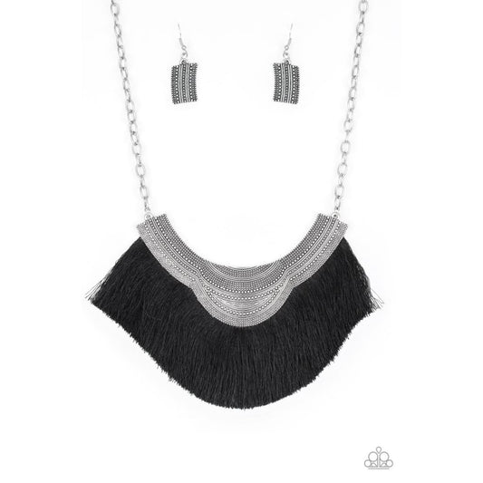 Paparazzi My PHARAOH Lady - Black Fringe Necklace - A Finishing Touch 