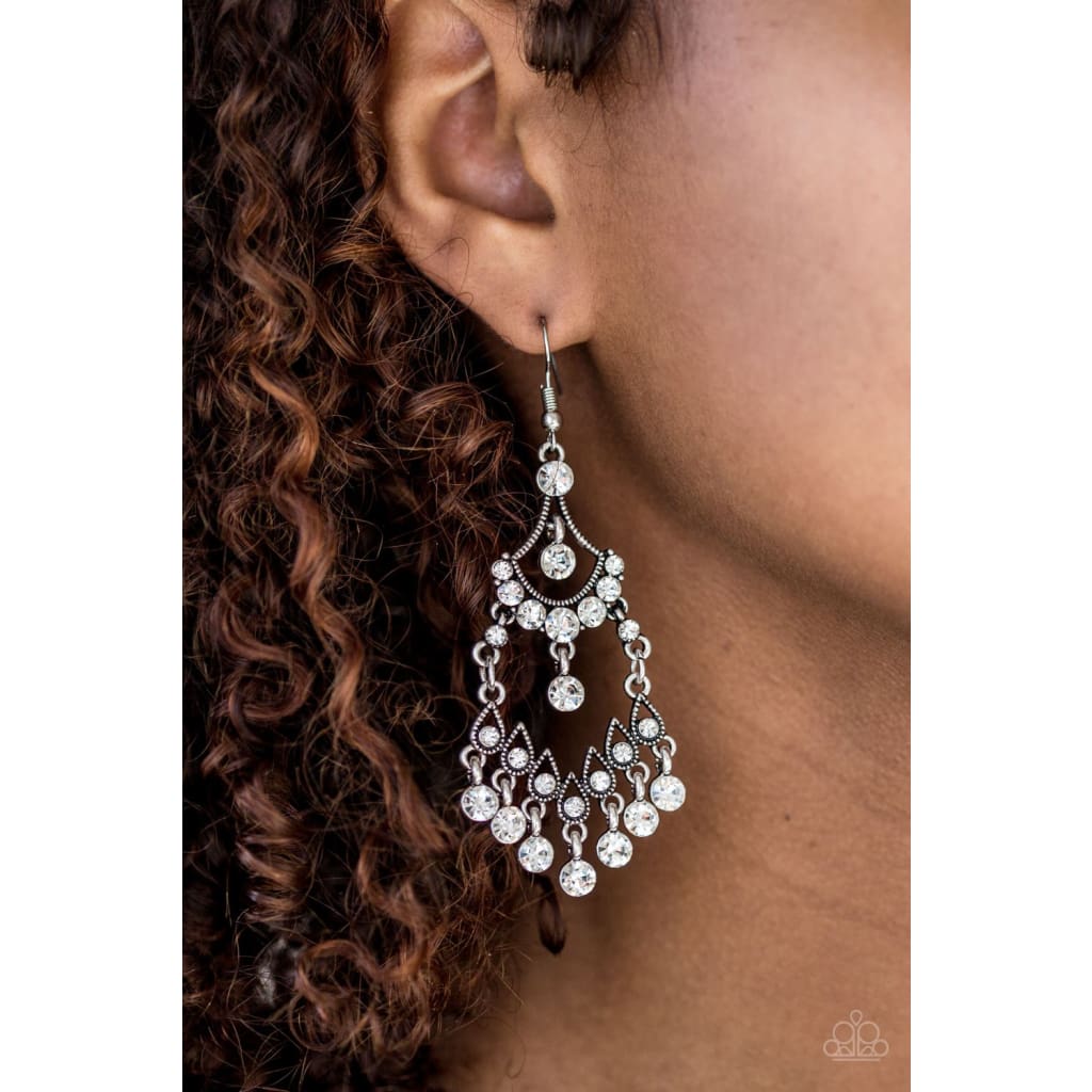 Paparazzi Palace Princess - White Earrings - A Finishing Touch 