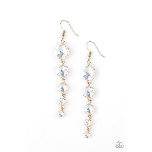 Paparazzi Raining Rhinestones - Gold - A Finishing Touch 