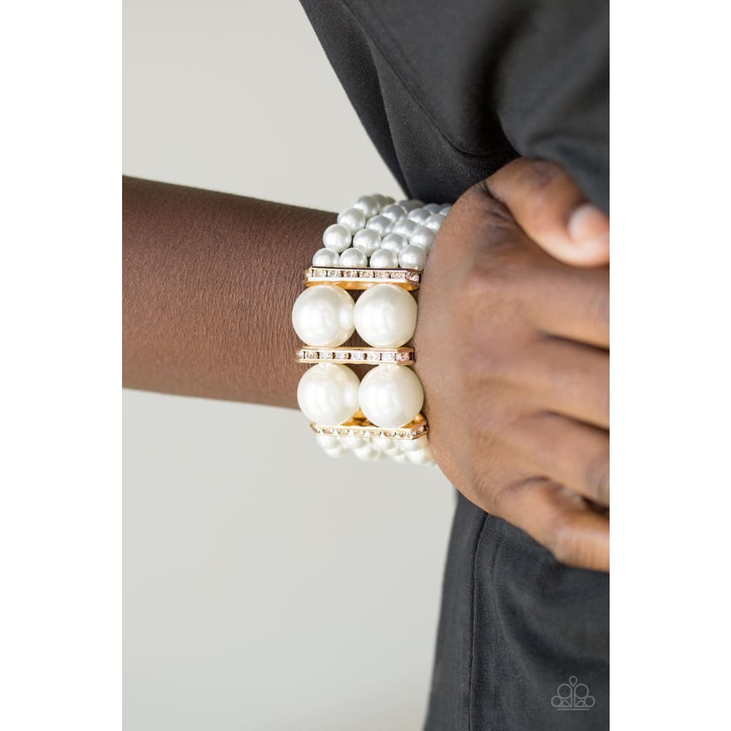 Paparazzi Romance Remix - Gold Pearl Bracelet - A Finishing Touch 