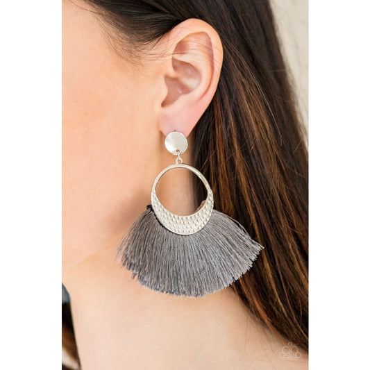 Paparazzi Spartan Spirit - Silver Tassel Earrings - A Finishing Touch 