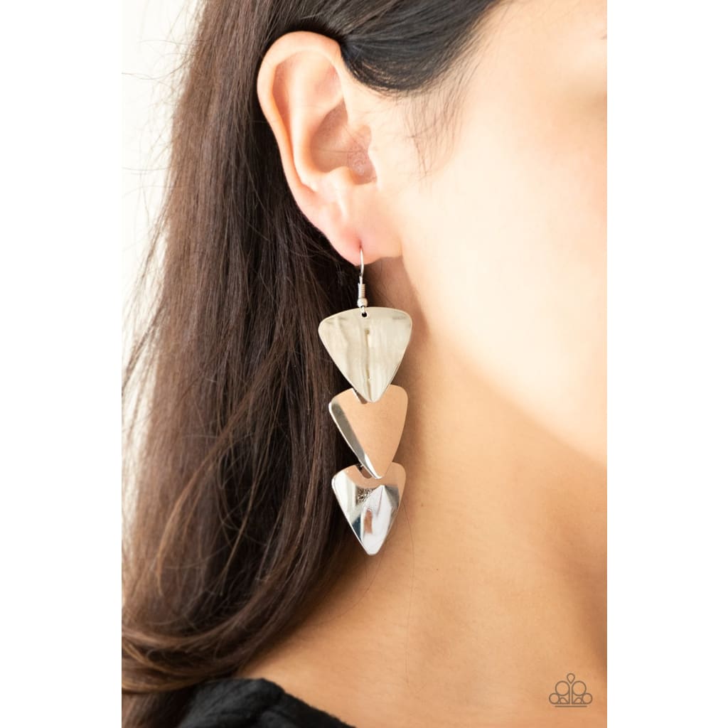 Paparazzi Terra Trek - Silver Earrings - A Finishing Touch 